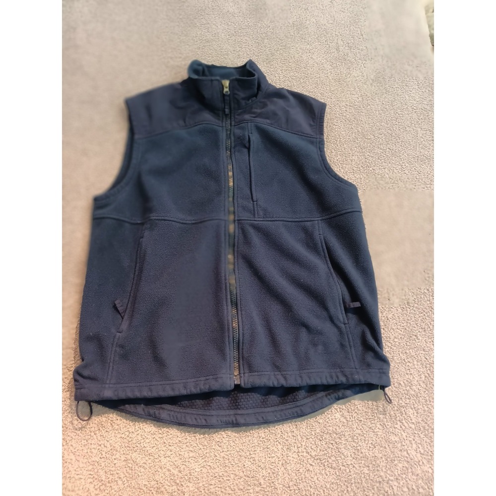 Duluth Trading Fleece Vest Men's L Tall Navy Full Zip Workwear Chest Pocket